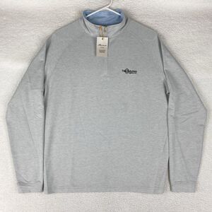 Peter Millar Sweater Mens M Gray Dri-Release Natural Touch 1/4 Zip Pullover LOGO